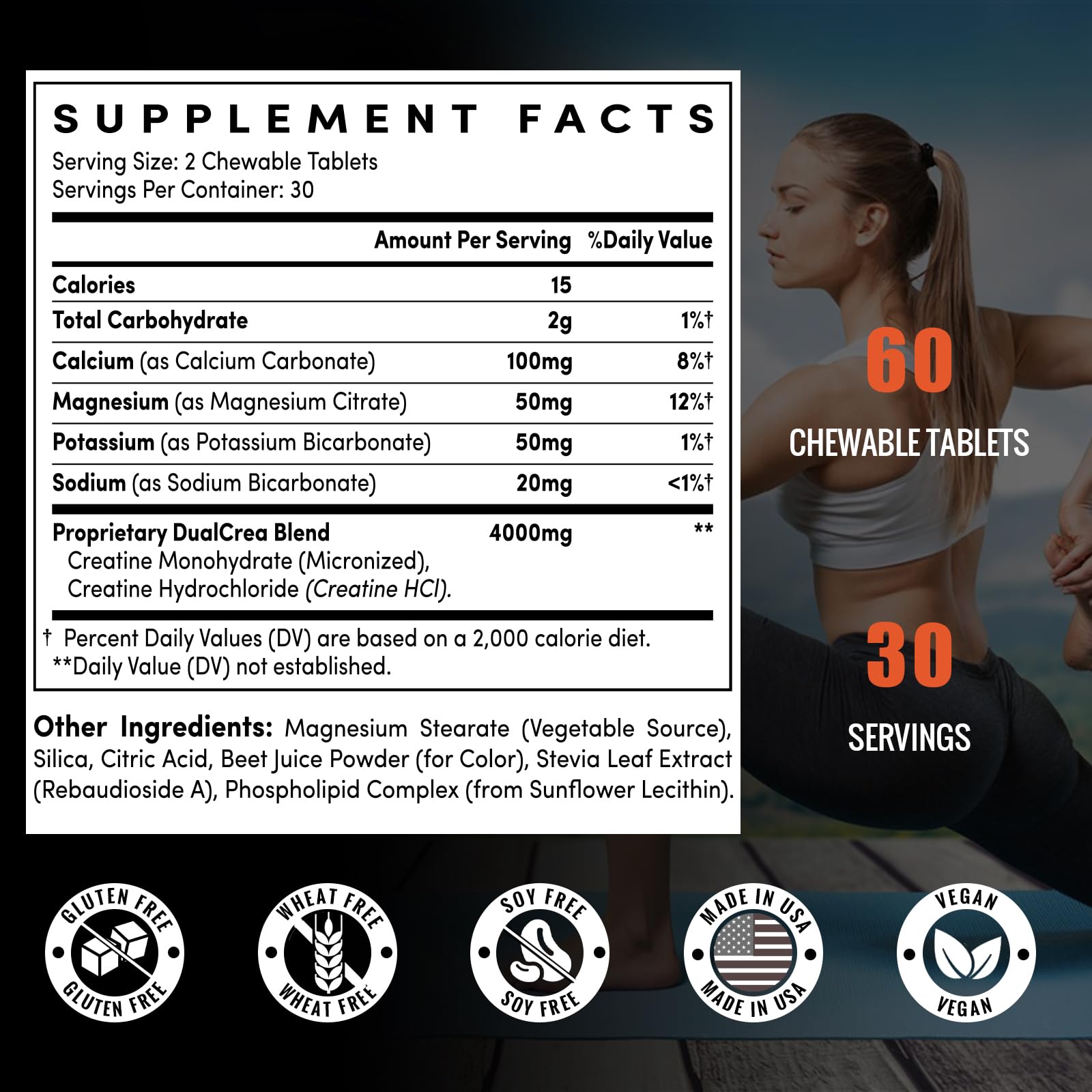 Zeylamum dual-source 4220mg tablets close-up highlighting the micronized creatine blend.