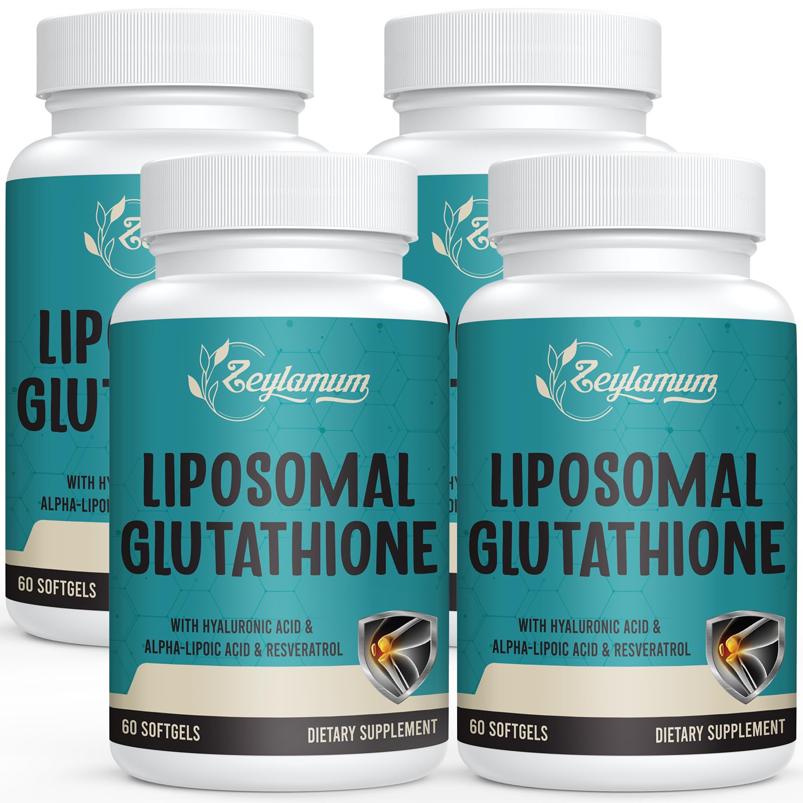 Zeylamum liposomal glutathione softgels bottle front showing premium antioxidant formula.