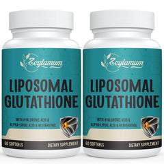 Zeylamum liposomal glutathione softgels bottle on white background, potential antioxidant support
