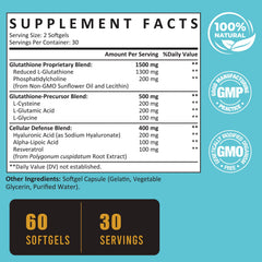 Zeylamum liposomal glutathione softgels being poured for enhanced absorption routine.
