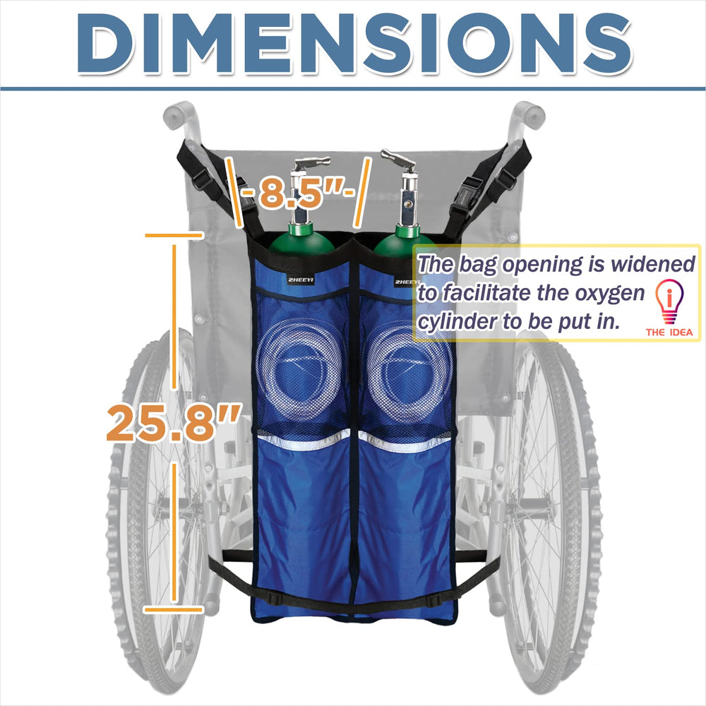 ZHEEYI wide bag design makes insertion of oxygen cylinders easier.