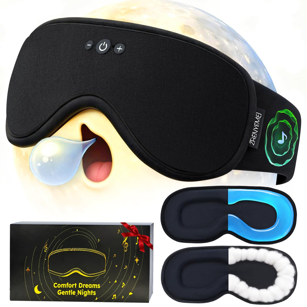 ZHENYEMEI 2-in-1 sleep mask headphones for wireless listening and blackout