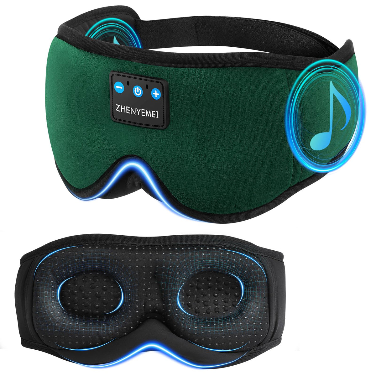 ZHENYEMEI 3D sleep mask with Bluetooth headphones for immersive rest and music