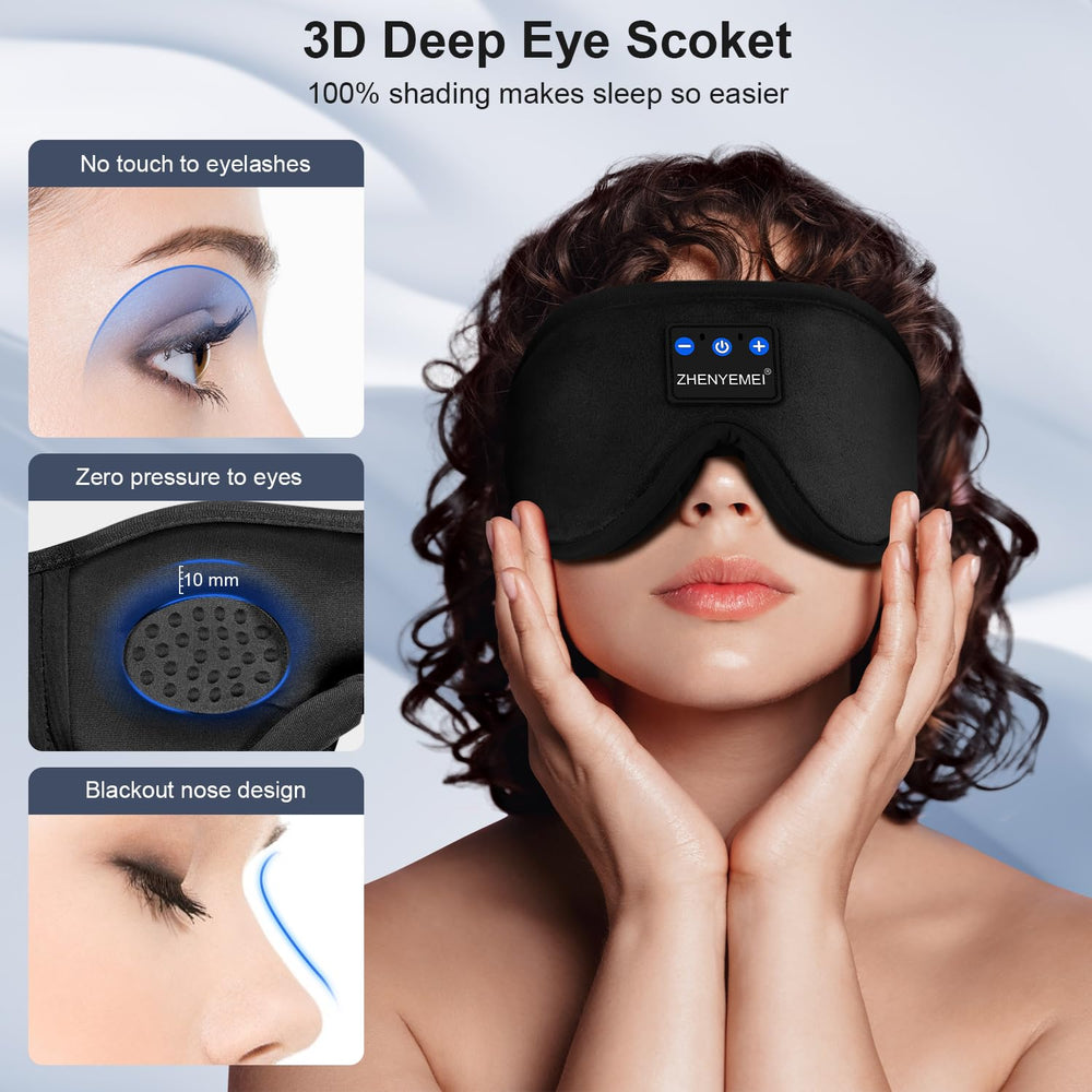 ZHENYEMEI wireless mask connects via Bluetooth for effortless playback.