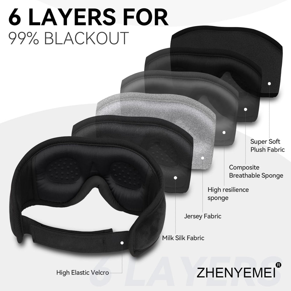 ZHENYEMEI light-blocking nose design reduces light intrusion for easier dozing.