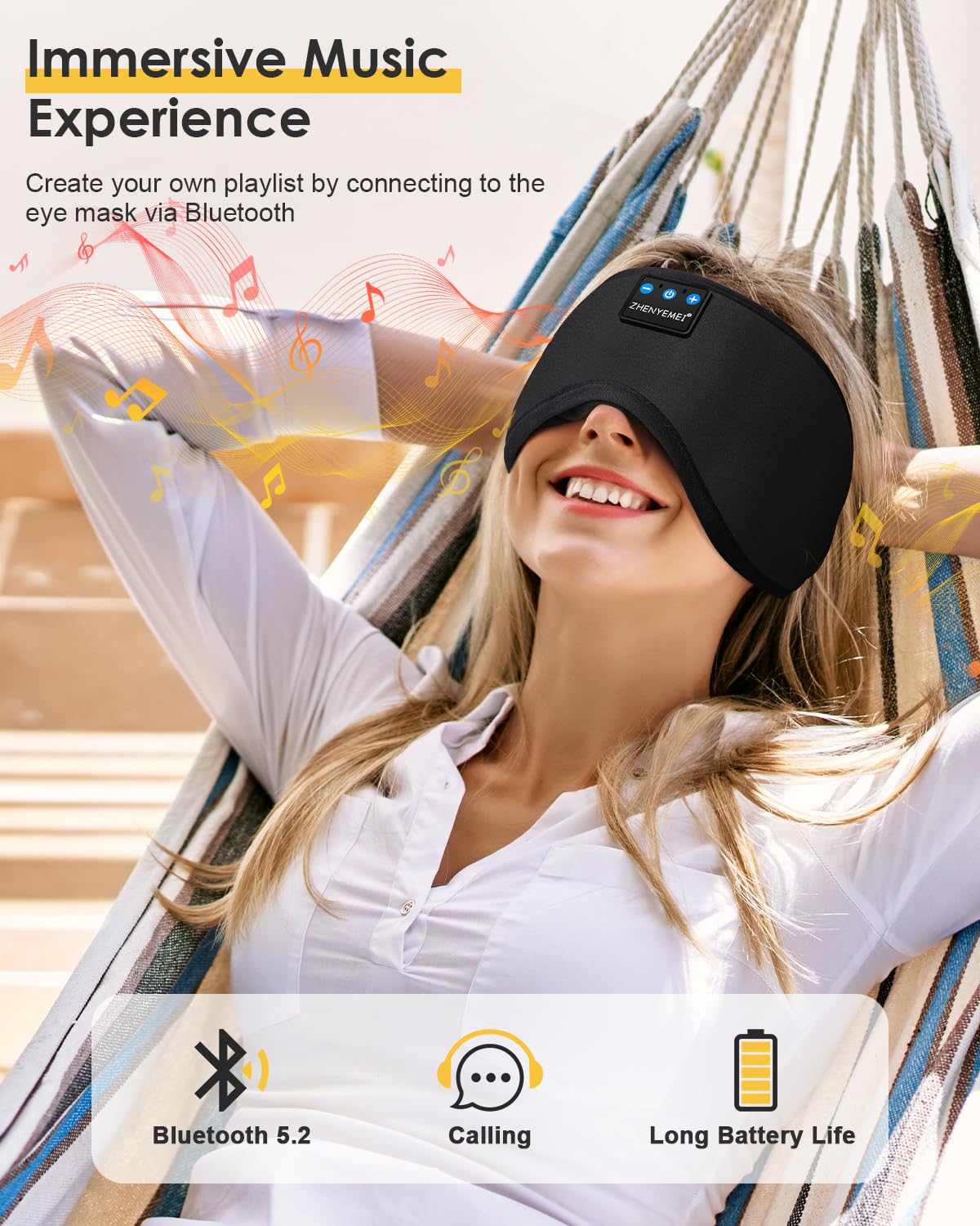ZHENYEMEI Eye mask strap offers secure comfort during sleep.