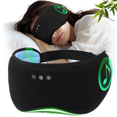 ZHENYEMEI sleep headphones mask on bed delivering full darkness and stereo sound