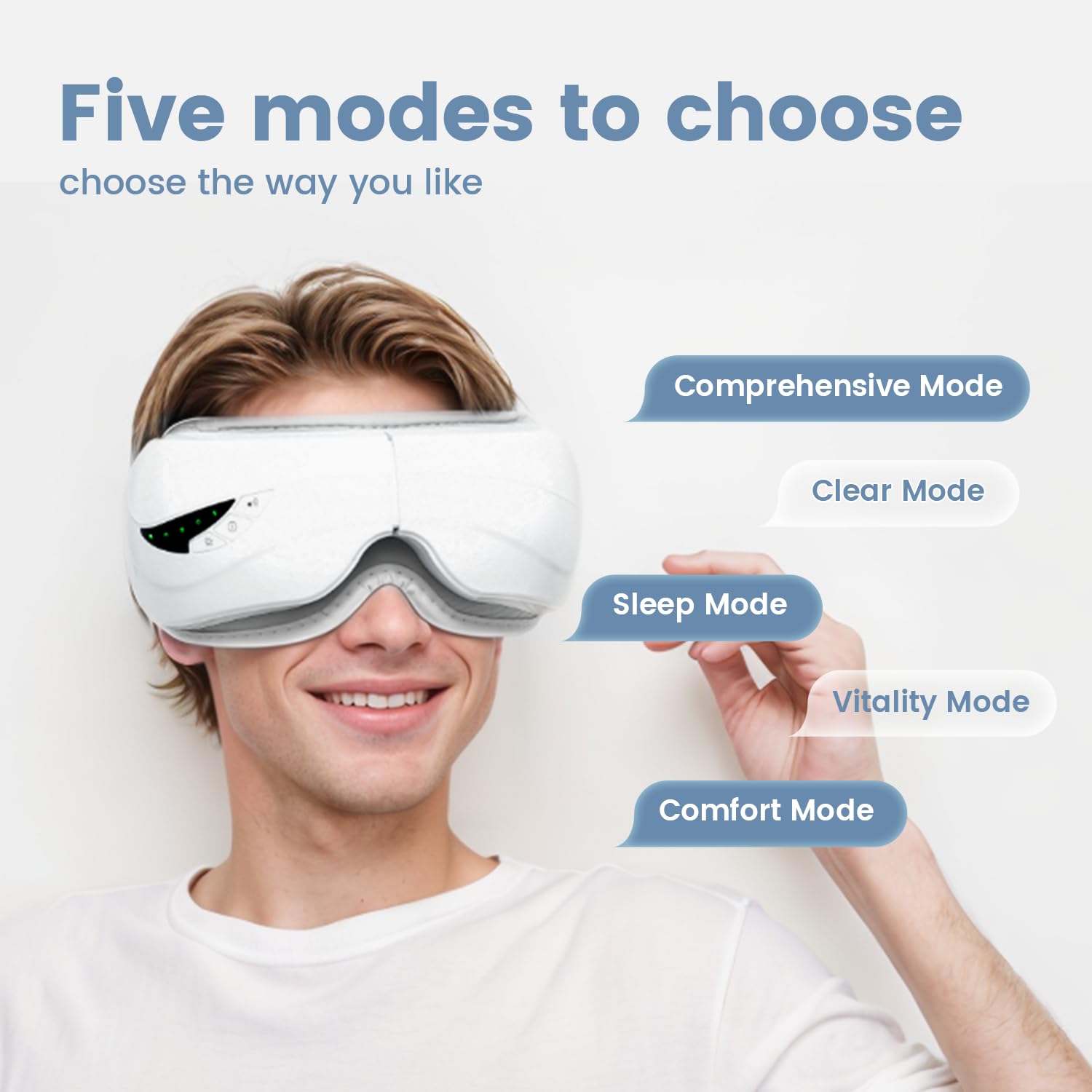 Adjustable headband on the ZHHBLJ eye massager for a secure fit.