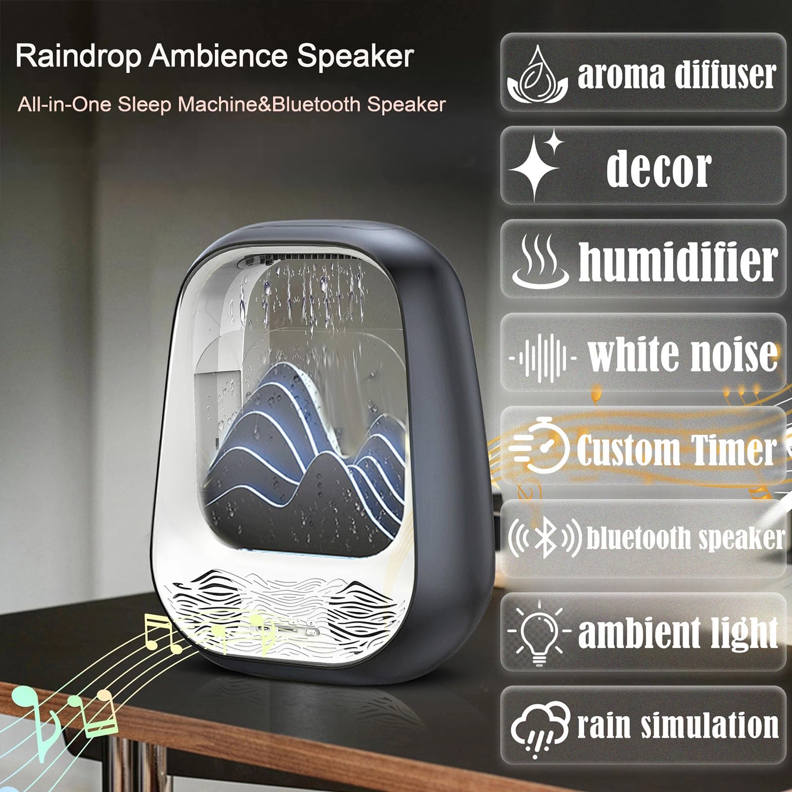 Zhmmmlgj rain cloud with seven-color lights for mood creation.