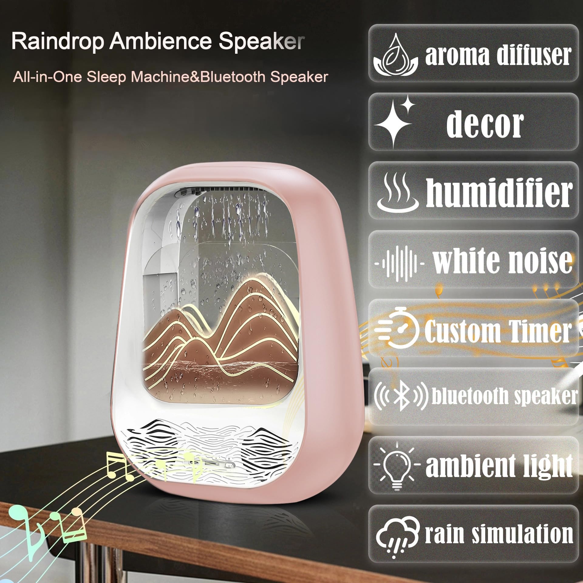 Zhmmmlgj Raindrop Bluetooth speaker for wireless music streaming at night.