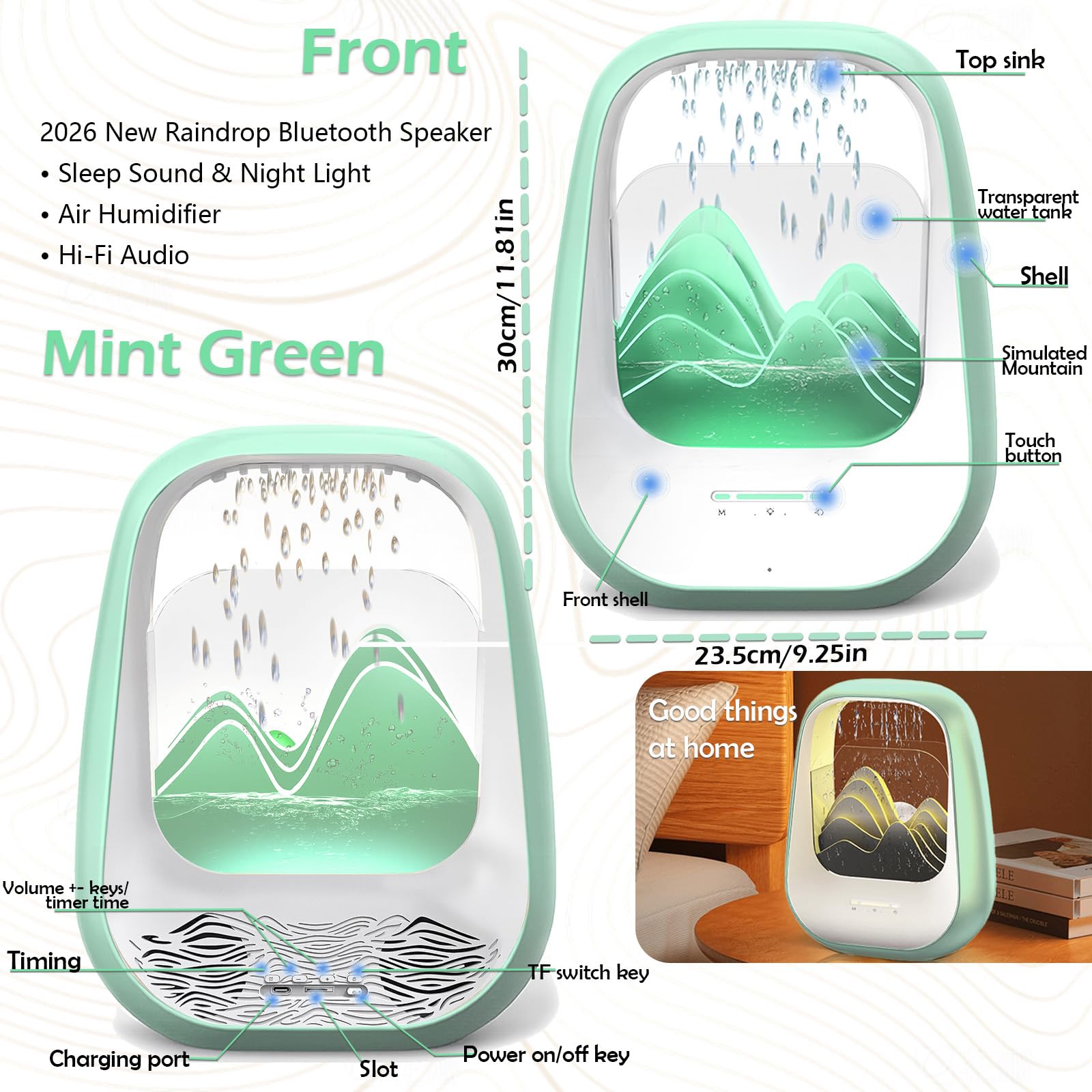 Zhmmmlgj Raindrop auto-off keeps energy use low while you rest.