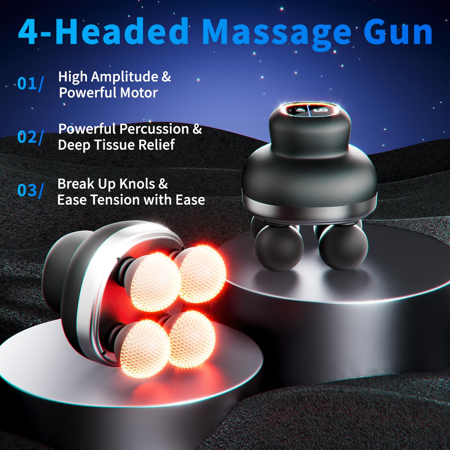 The zhnyxsk Deep Tissue Massage Gun rear view shows ergonomic grip for comfortable sessions.