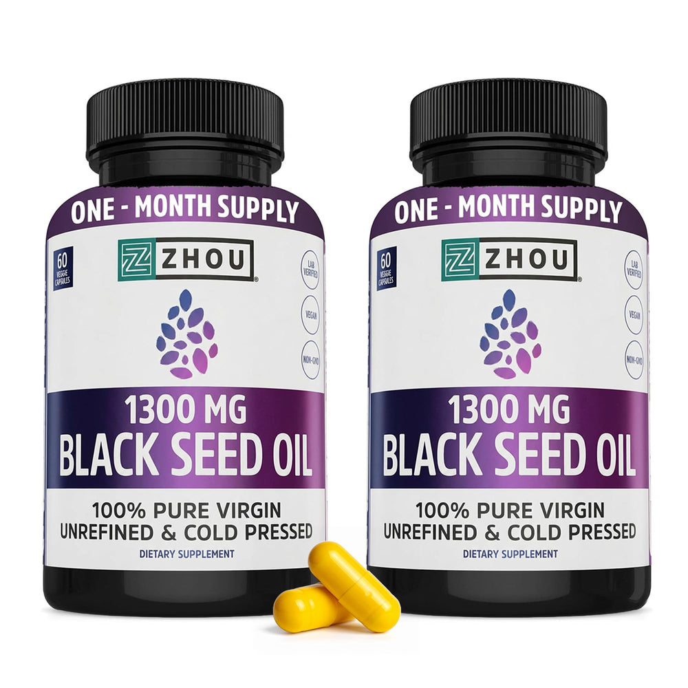 ZHOU Black Seed Oil Capsules bottle top view for daily use