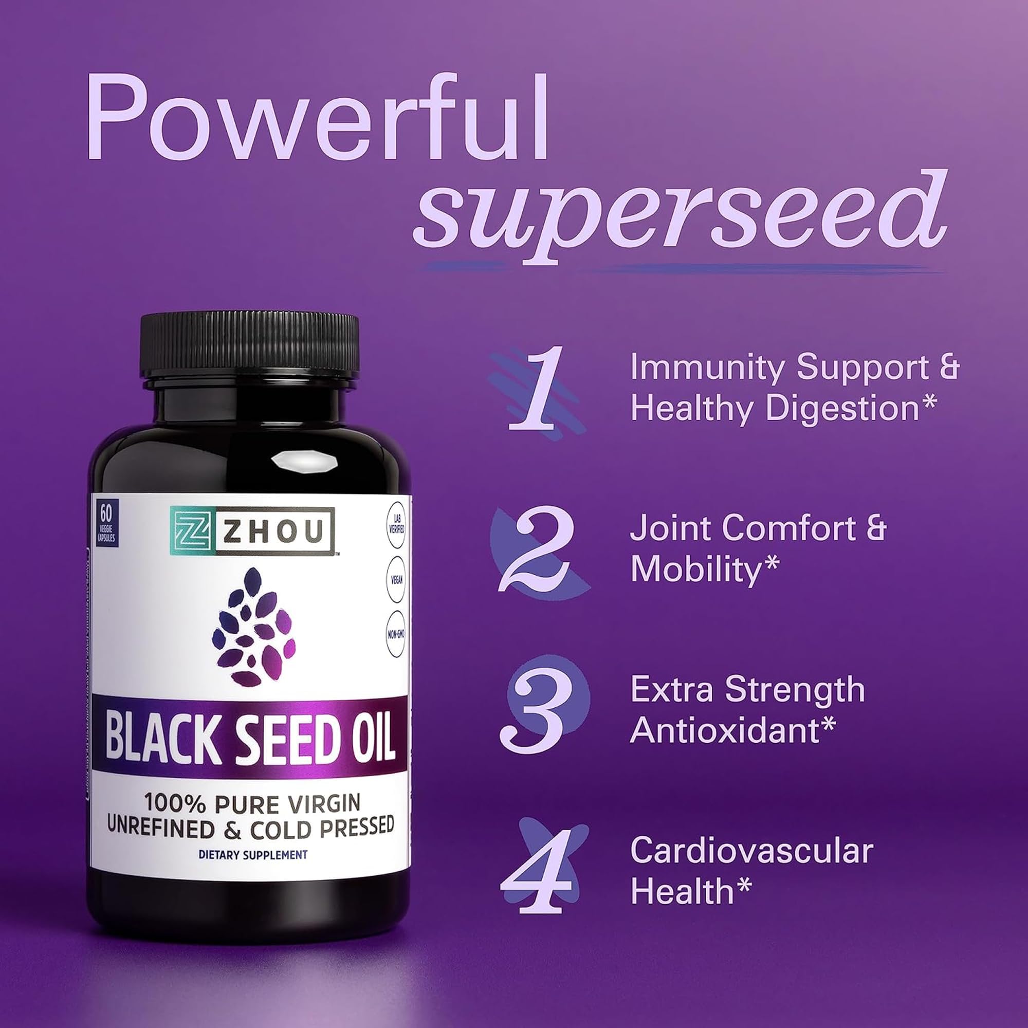 ZHOU Black Seed Oil Capsules pouring demonstrates simple daily intake
