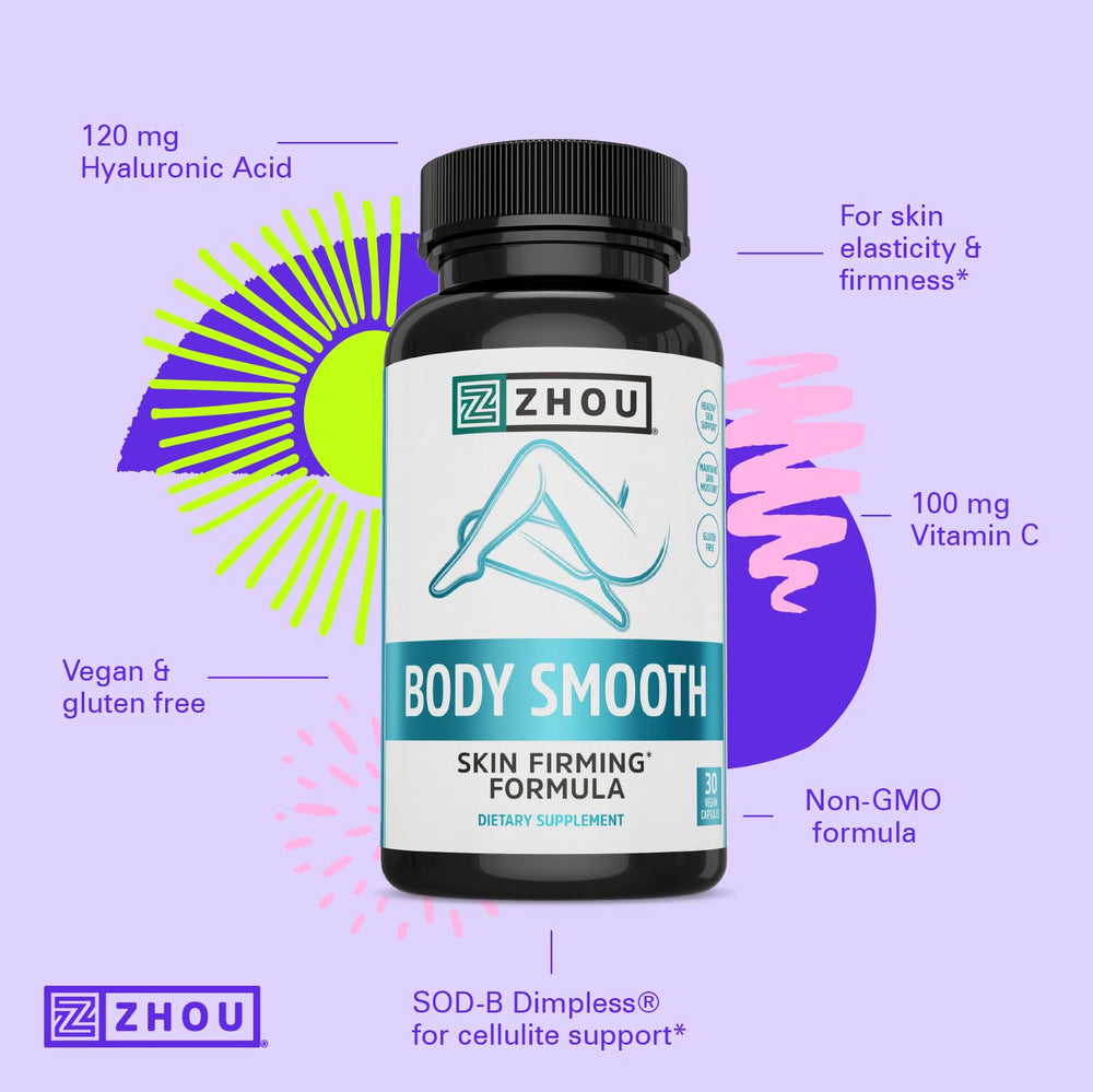 ZHOU Body Smooth hyaluronic acid icon representing hydration support.