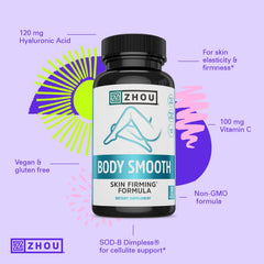 ZHOU Body Smooth hyaluronic acid icon representing hydration support.