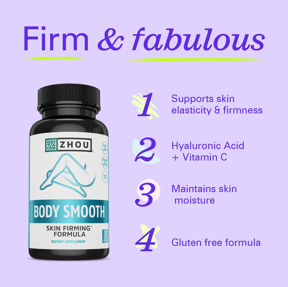 ZHOU Body Smooth packaging box displaying vegan, clean formula ingredients.