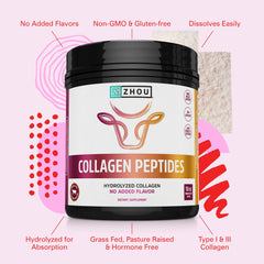 Zhou Collagen Peptides powder dissolving easily in hot or cold drinks