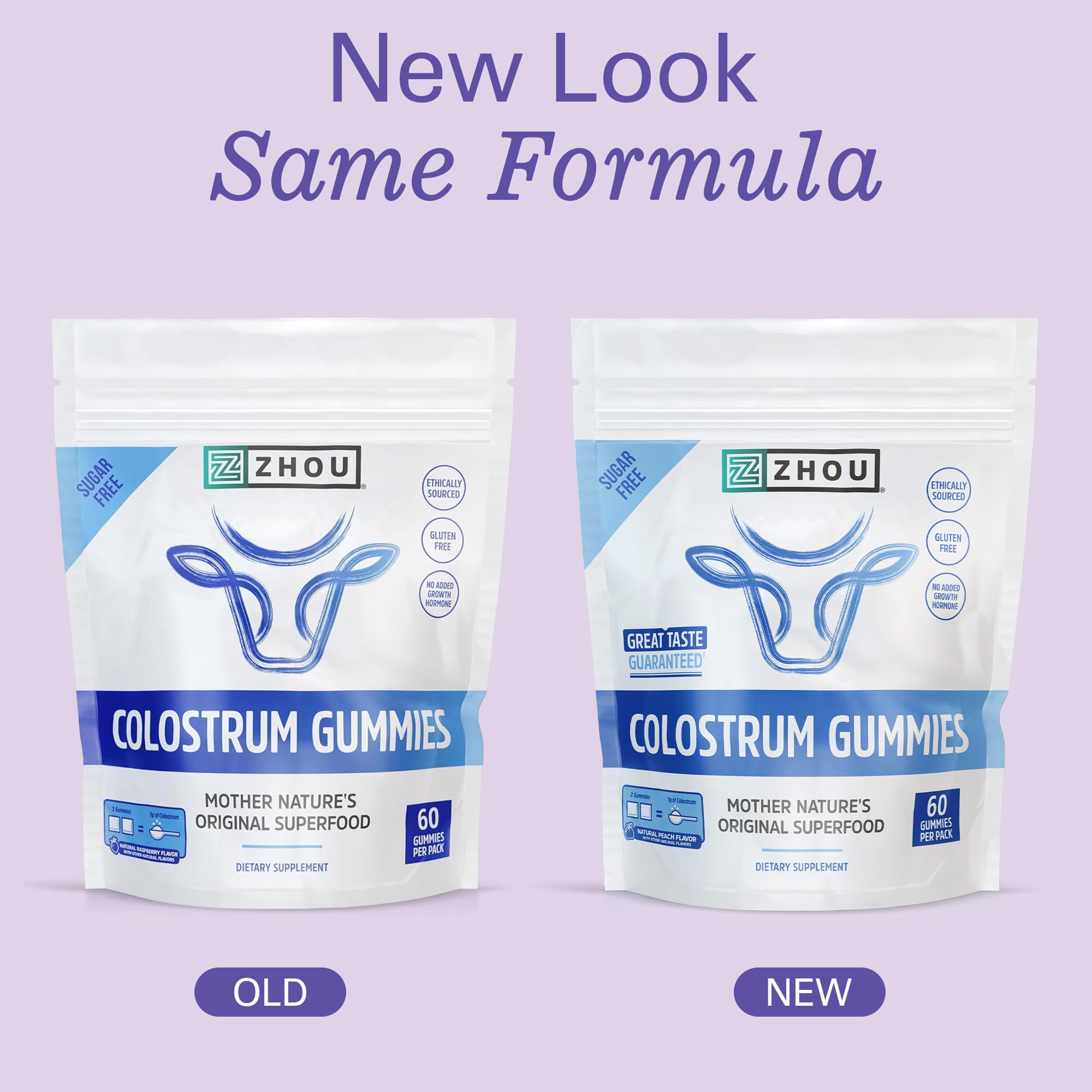 ZHOU Colostrum Gummies two-packs on shelf for quick shopping.
