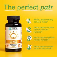 ZHOU D3 + K2 label shows 5000 IU D3 and MK-7 for daily wellness.