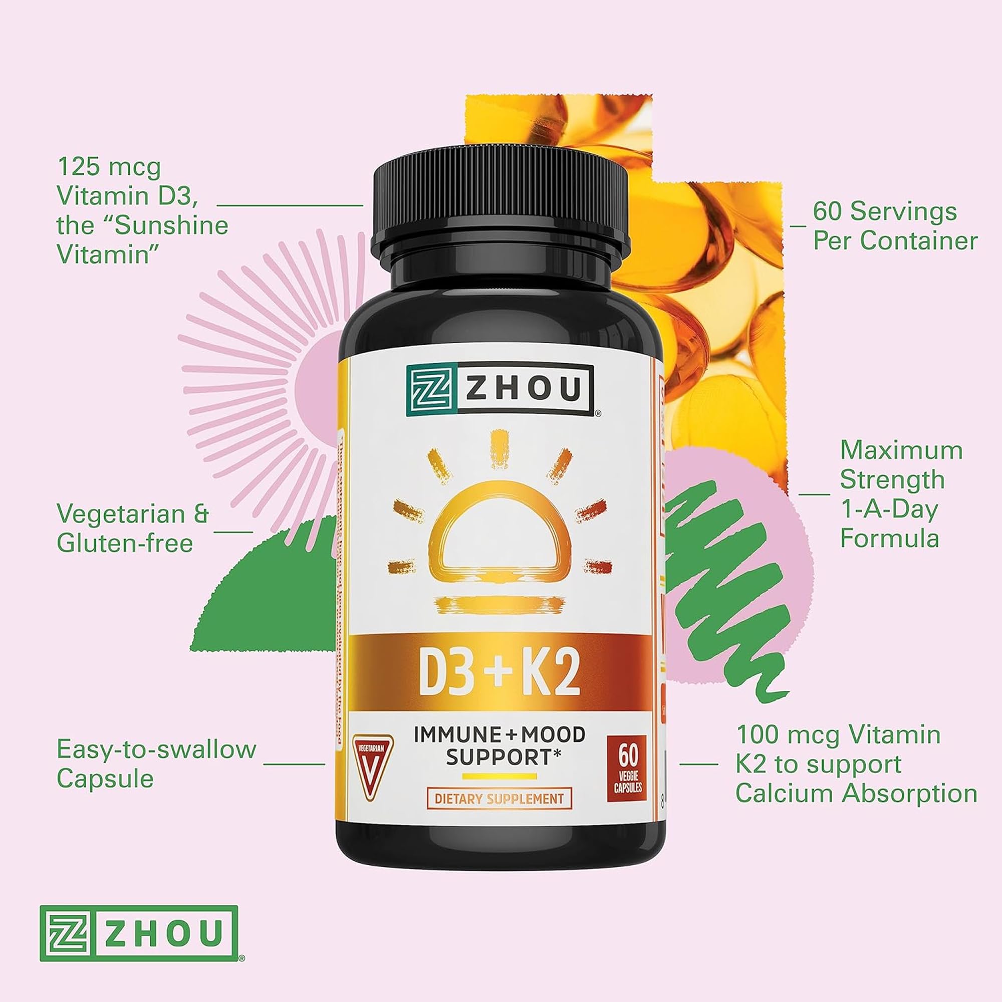 ZHOU D3+K2 immune support in active lifestyle scene