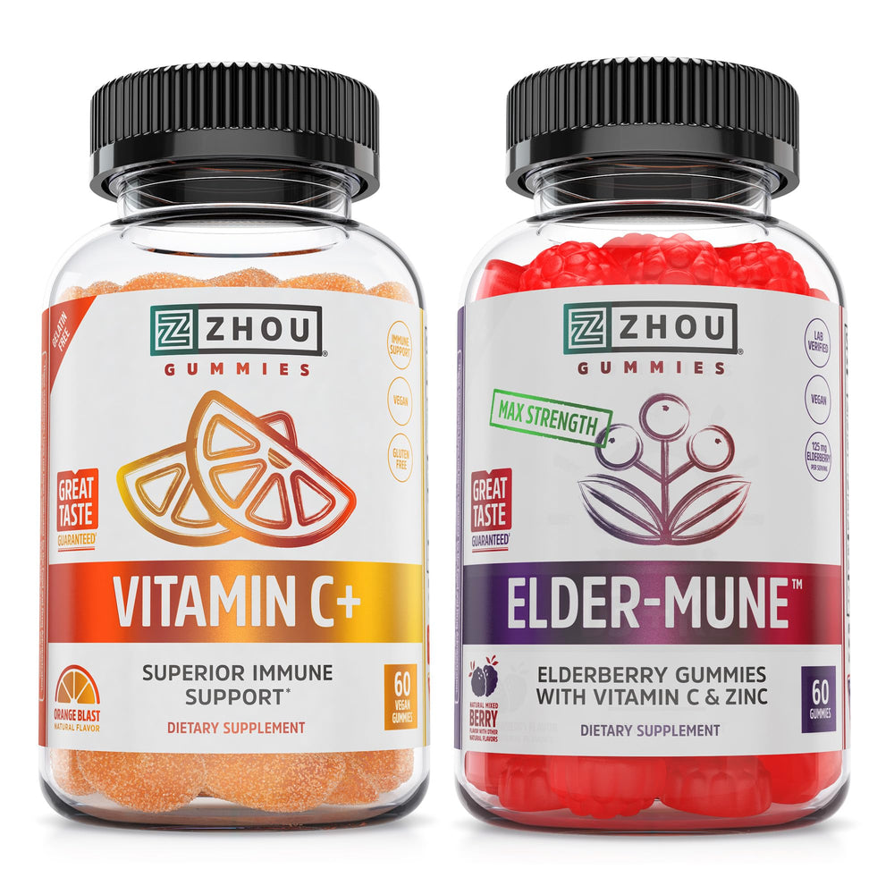 ZHOU Immune Support Elder-Mune bottle front with gummies for daily wellness