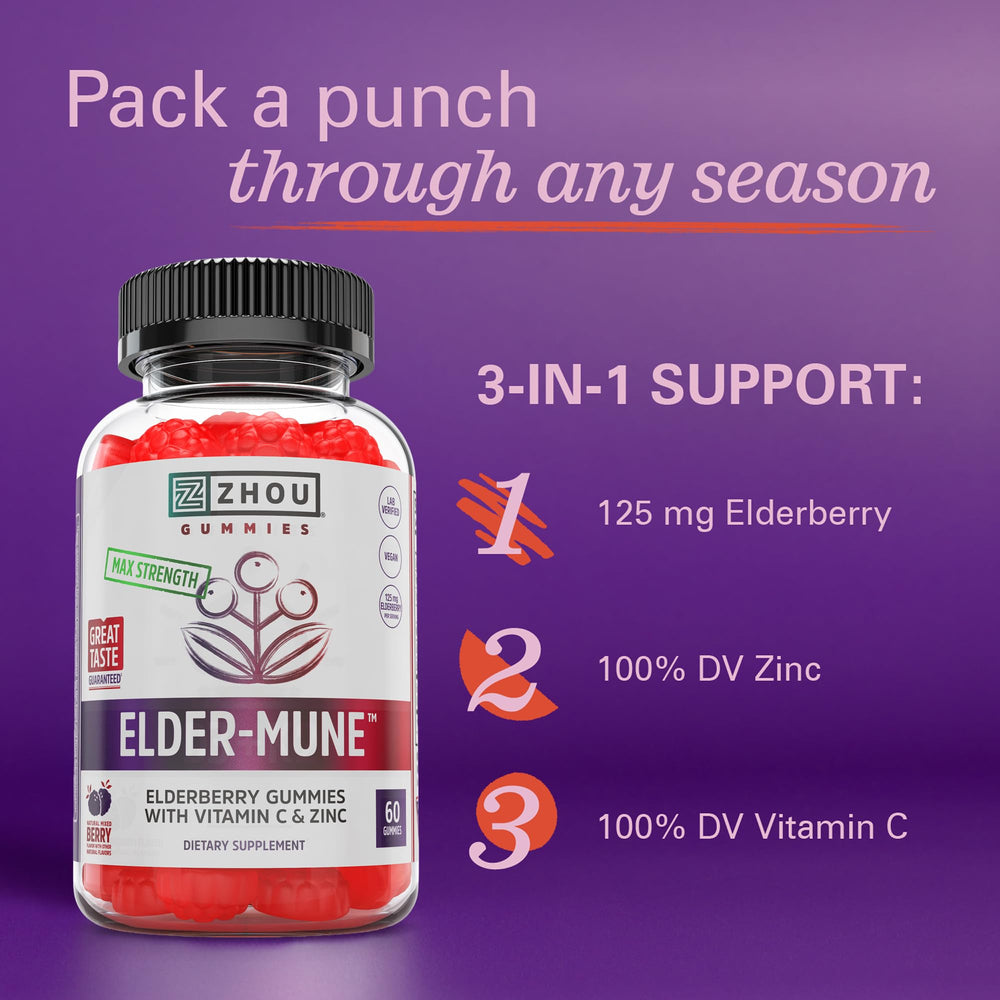 ZHOU Elder-Mune gummies jar on kitchen counter for daily routine