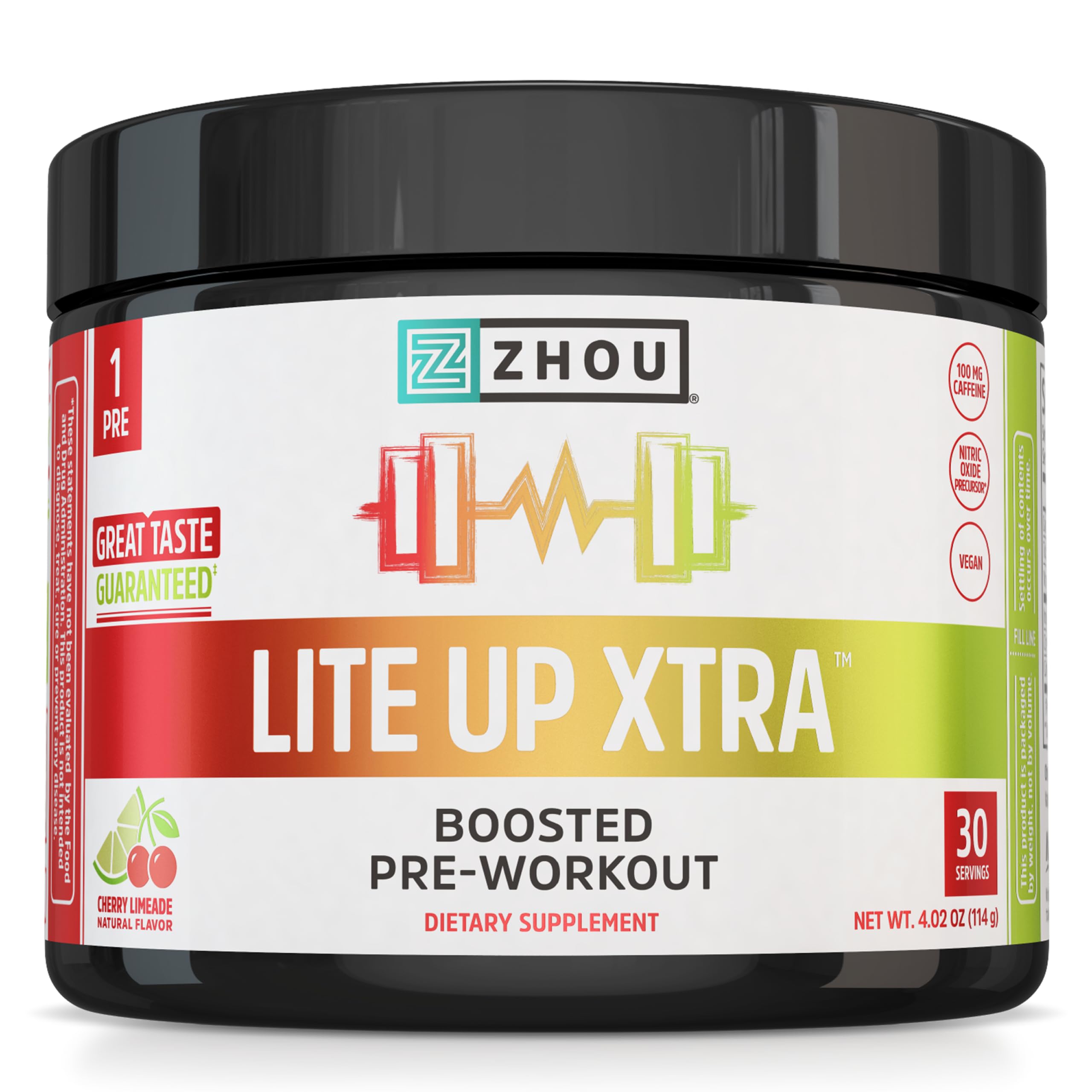 ZHOU Lite Up Xtra cherry limeade bottle pour supports clean energy during workouts