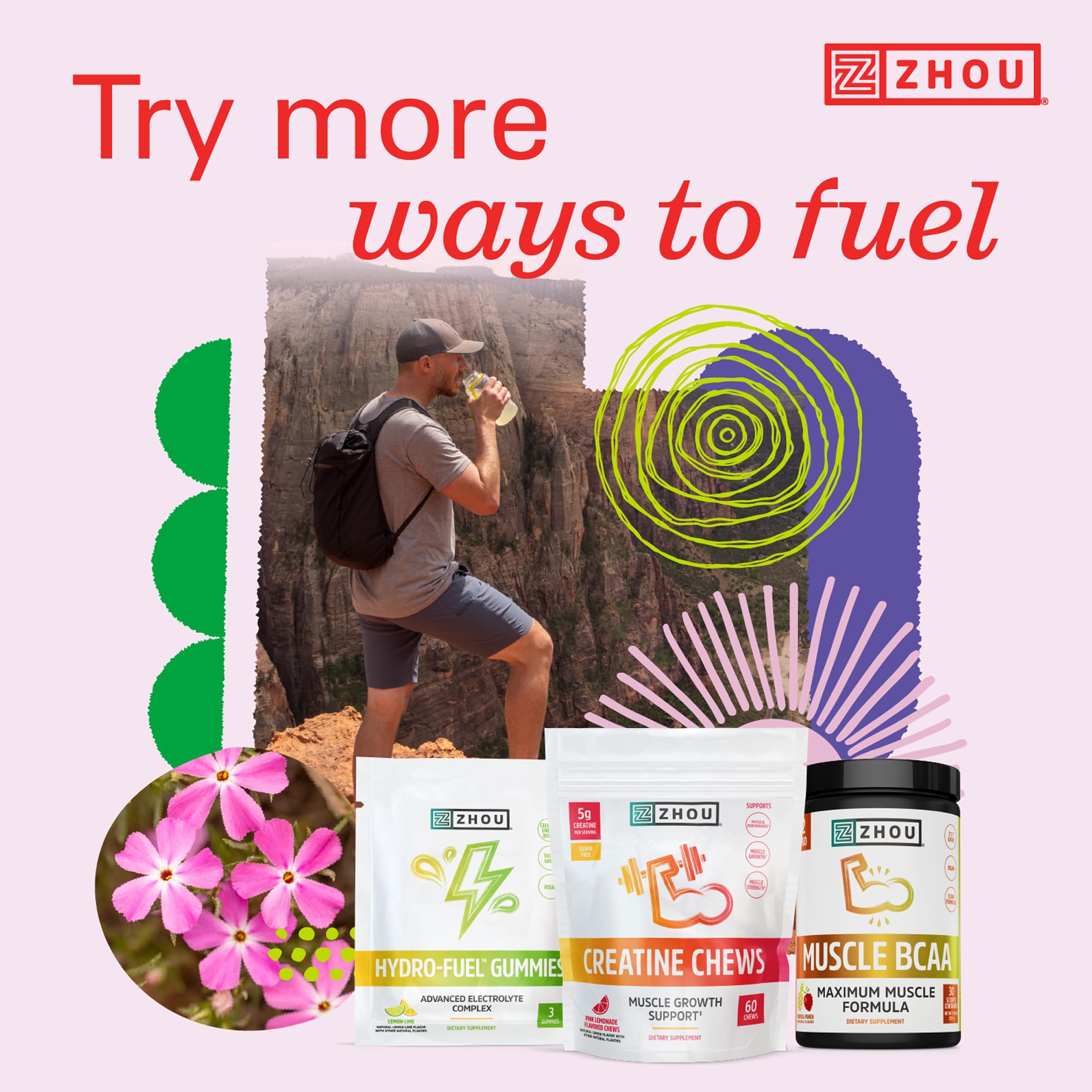 ZHOU Lite Up Xtra ingredients panel emphasizes vegan, sugar-free formula