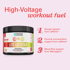 ZHOU Lite Up Xtra serving scoop showcases convenient pre-workout dosage
