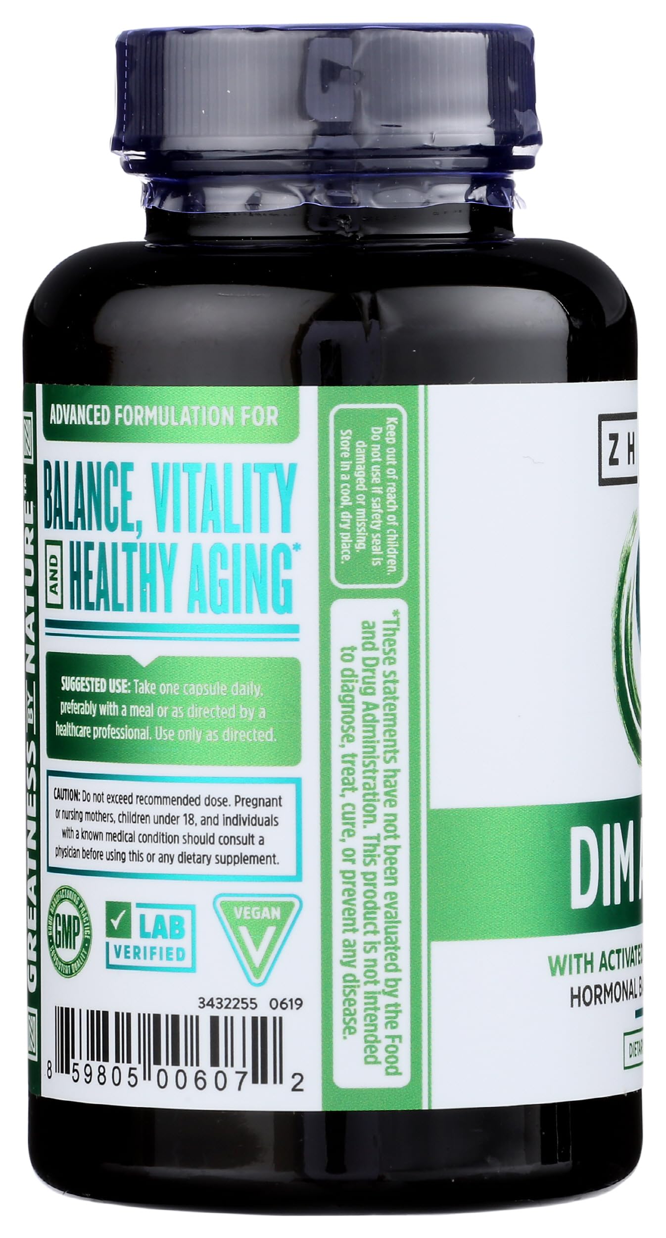 Zhou Nutrition Dim Active capsules in a tidy glass jar suggesting easy storage.