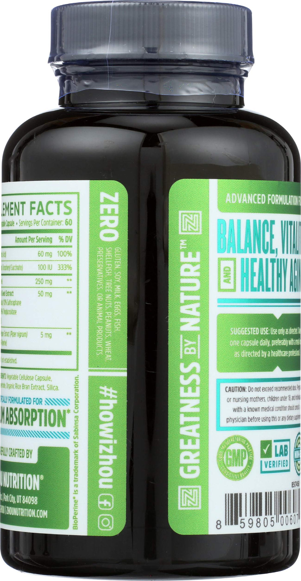 Zhou Nutrition Dim Active label detail highlights branding and practical usage note.