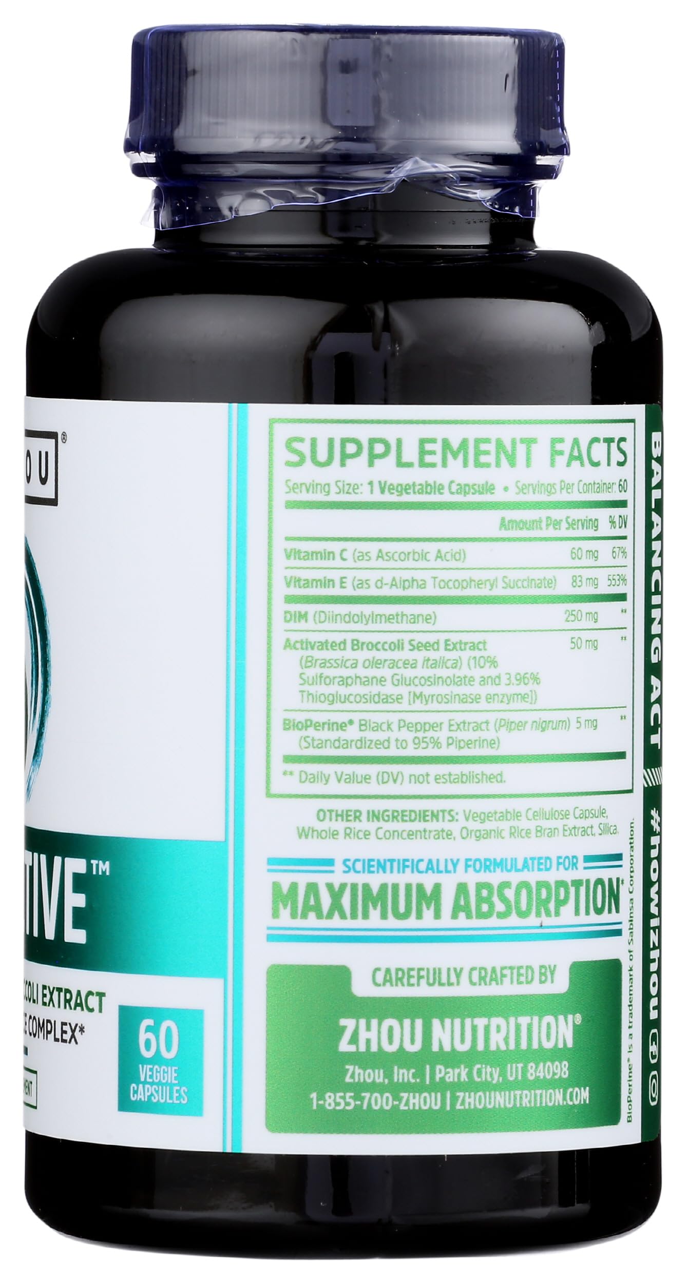 Zhou Nutrition Dim Active serving-size graphic illustrating daily use.