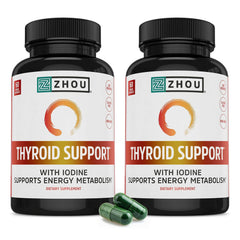 ZHOU Thyroid Support bottle front highlighting iodine-rich formula for daily vitality