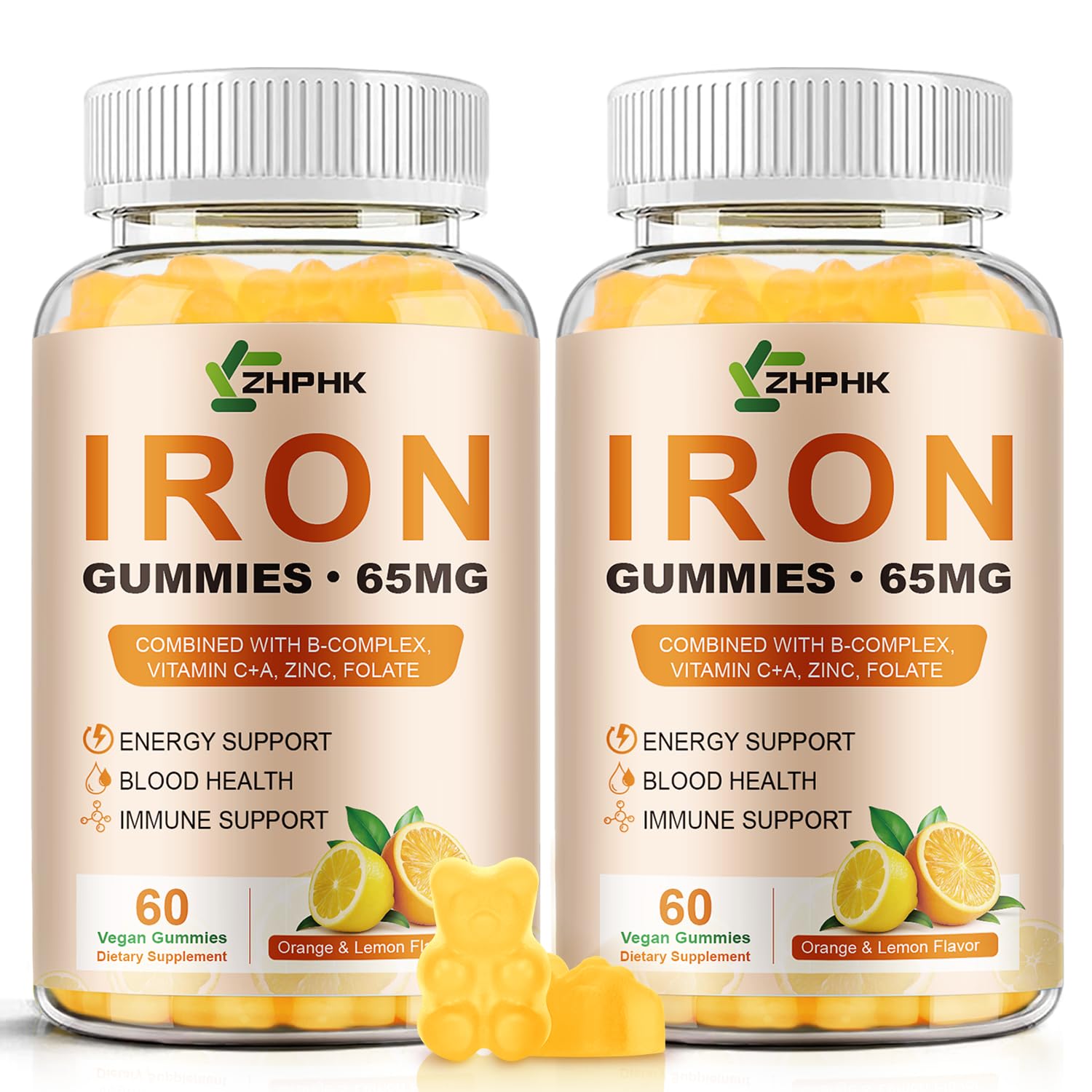 ZHPHK Iron Gummies bottle front for daily energy support