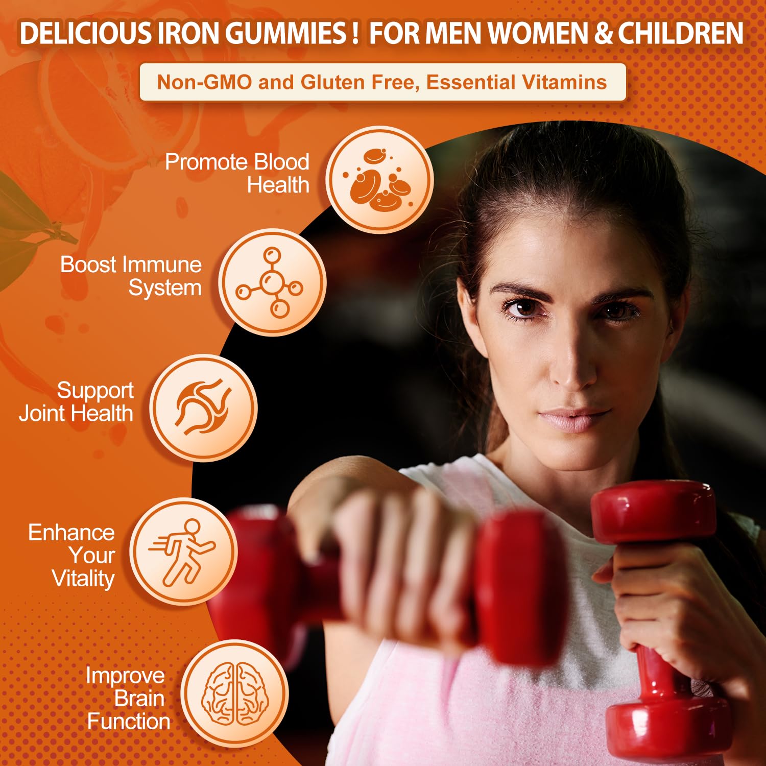Non-GMO and gluten-free certification text on ZHPHK gummies