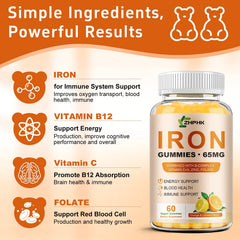 ZHPHK orange lemon flavor gummies highlighting vegan formulation