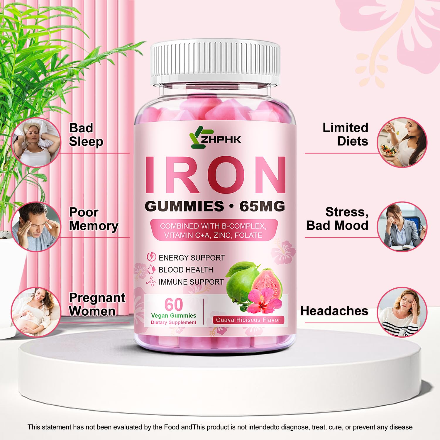 ZHPHK Iron Gummies bottle with GMP cert implies quality you can trust