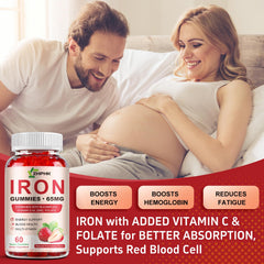 ZHPHK strawberry-flavored iron gummies for enjoyable daily use.