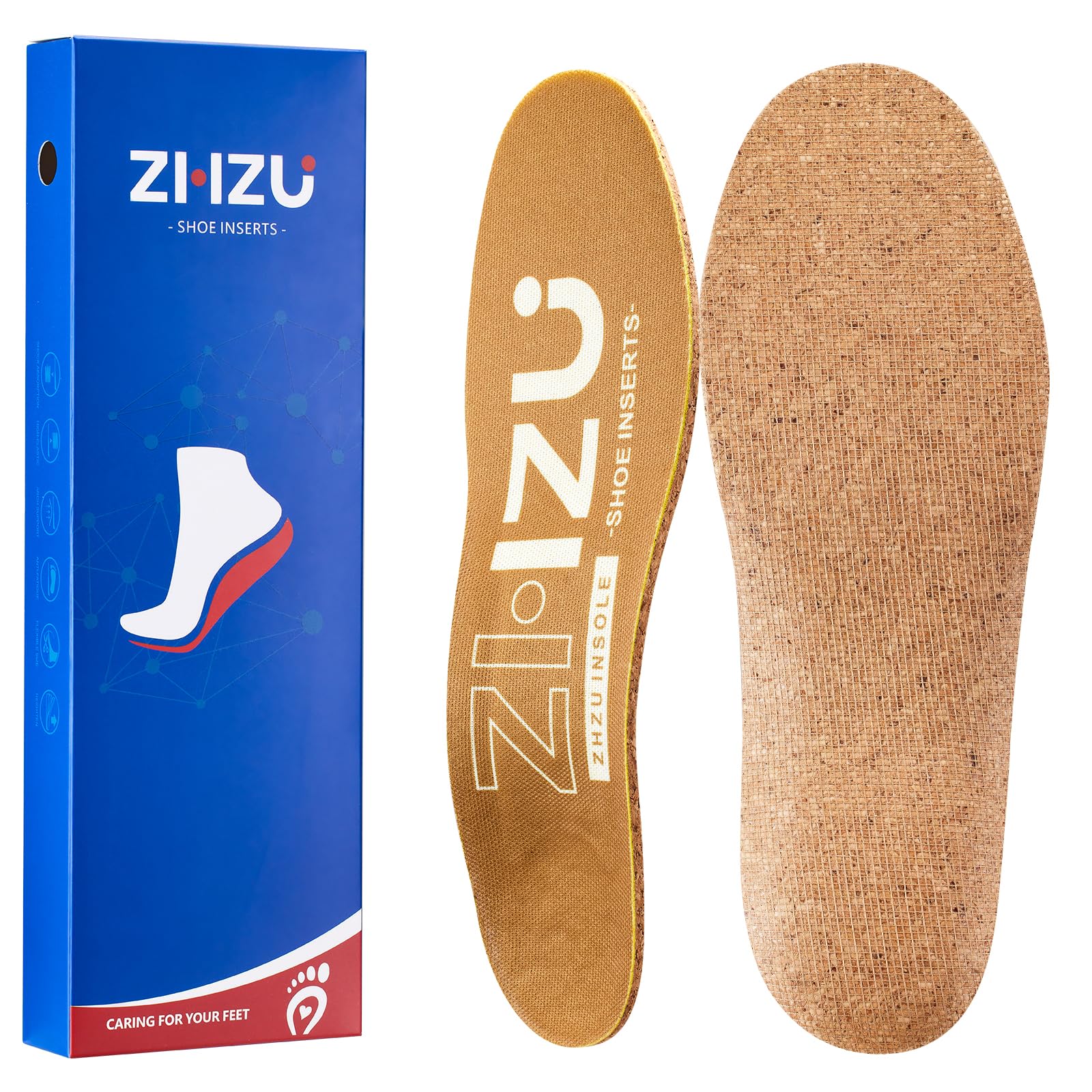 ZHZU cork arch support insoles close-up showing durable comfort