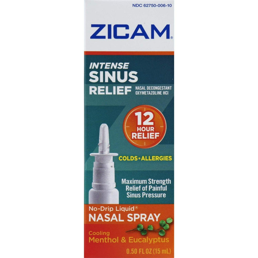 Zicam Intense Sinus Relief packaging view highlights easy at-home use