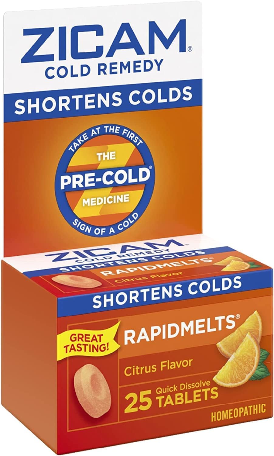 Zicam RapidMelts Citrus pack3 back-panel indicating usage and benefits