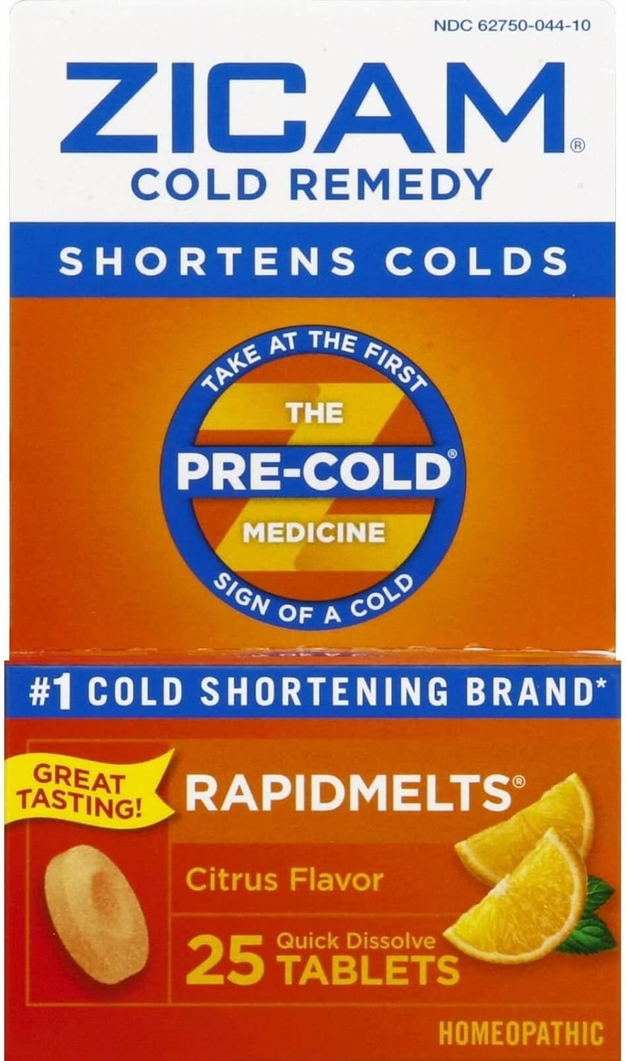 Zicam RapidMelts Citrus front box shows portable cold relief on the go
