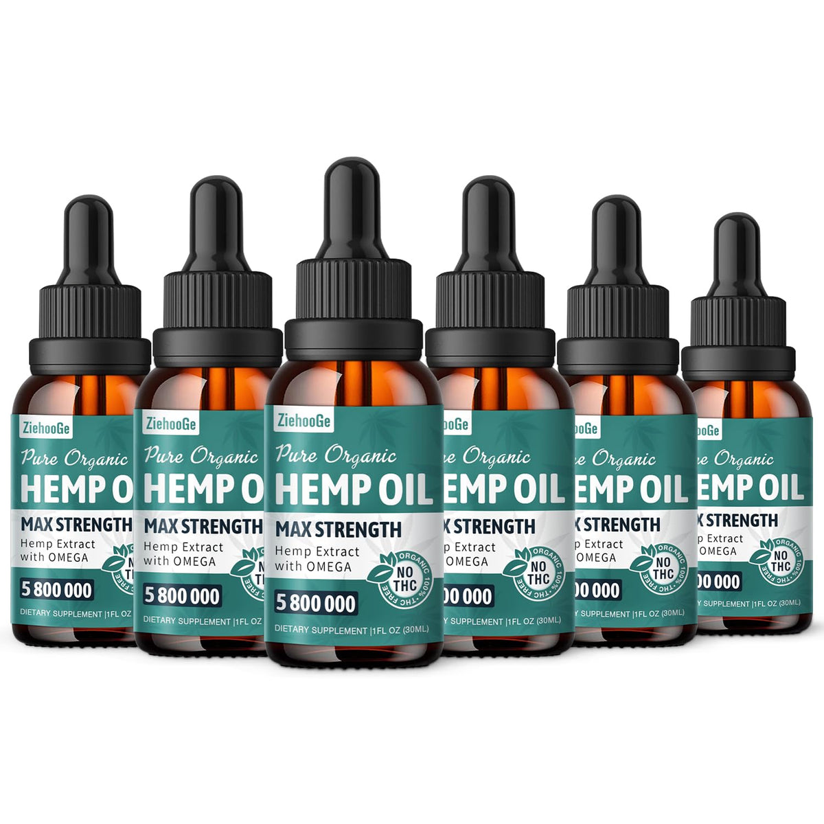 ziehooGe hemp oil organic packaging label visible for easy dosing and brand clarity.
