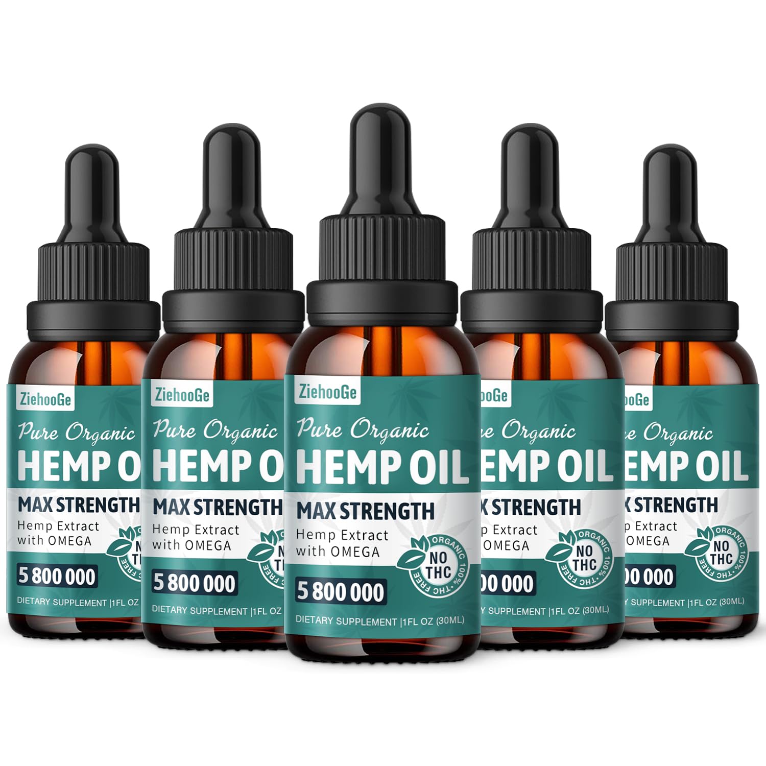 ZiehooGe high potency hemp oil drops bottle pour demonstrates easy daily dosing.