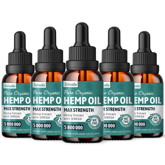 ZiehooGe high potency hemp oil drops bottle pour demonstrates easy daily dosing.