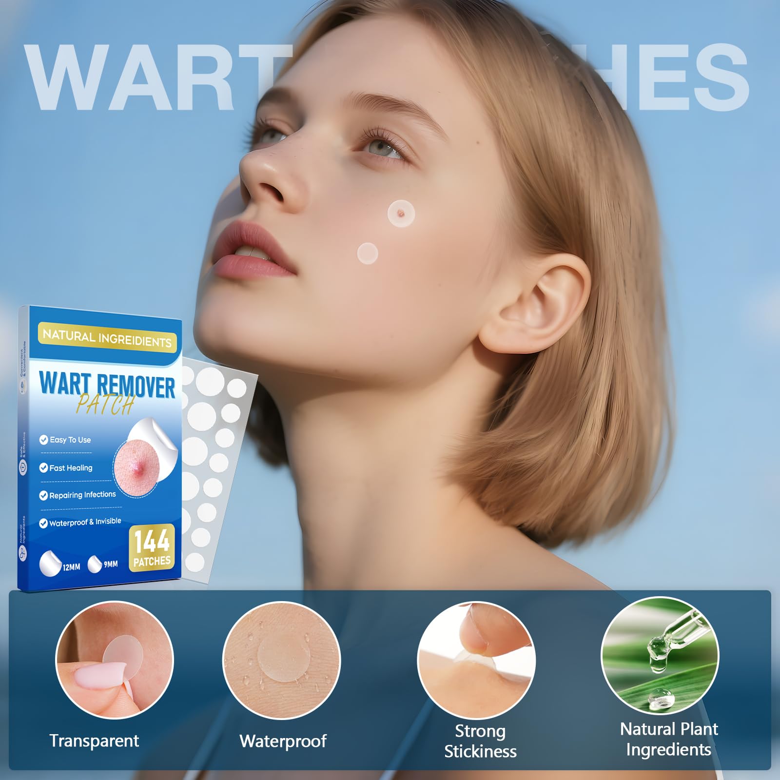 Close-up of ZIHYO Wart Remover Patches surface, nearly invisible on skin