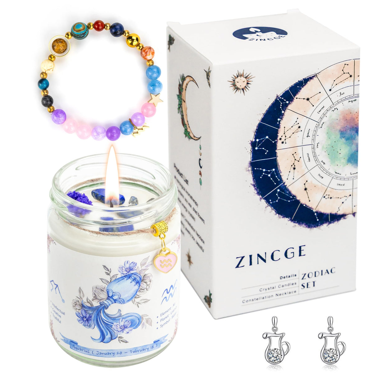ZincGe Aquarius candle in a glass jar with a refreshing aroma.
