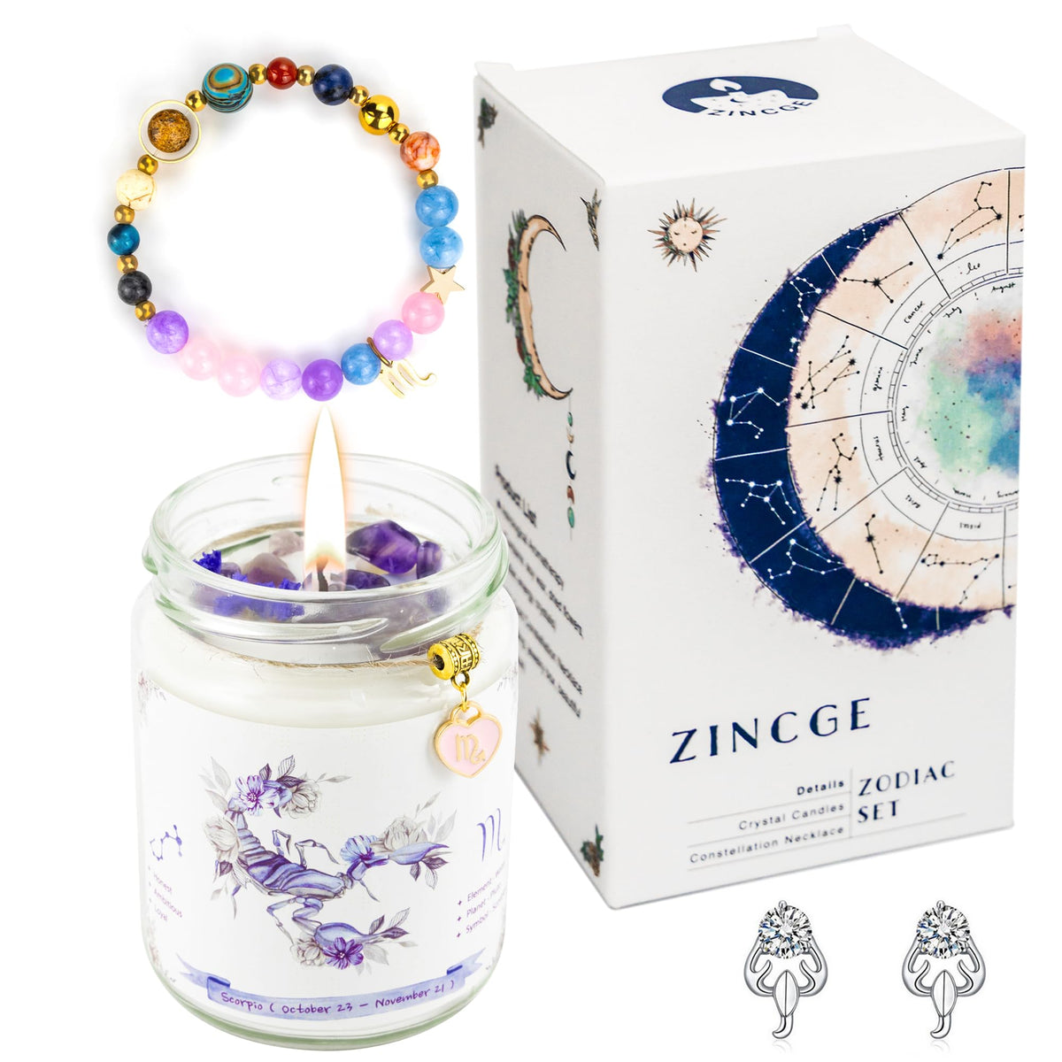 Zincge Scorpio astrology scented candle casts a warm glow for relaxing evenings
