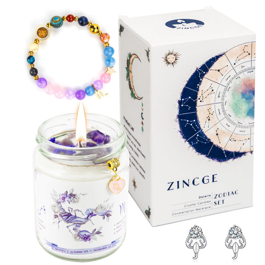 Zincge Scorpio astrology scented candle casts a warm glow for relaxing evenings